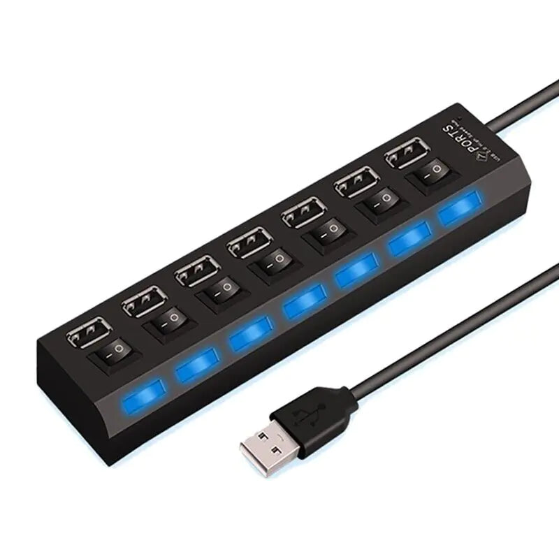 High-Speed 7-Port USB 2.0/3.0 Hub Splitter