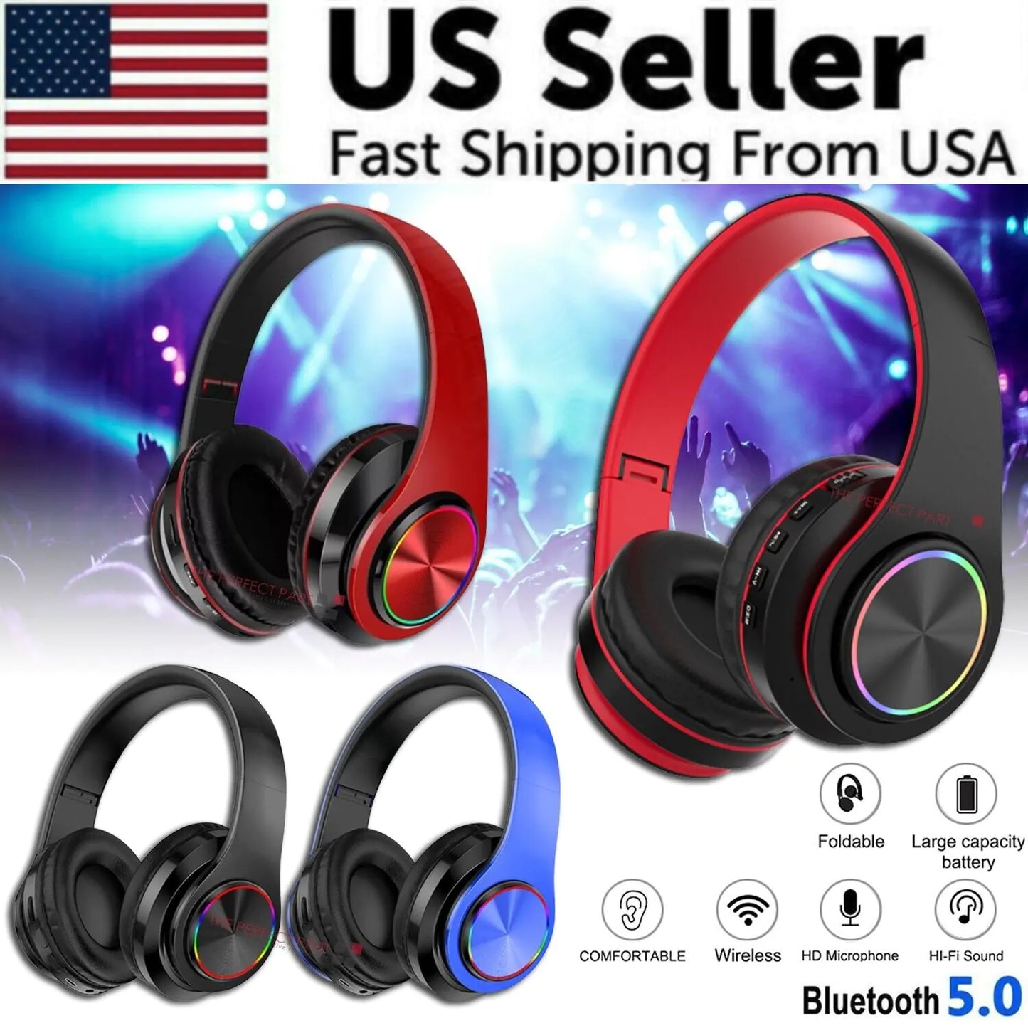 Foldable Wireless Bluetooth Headphones