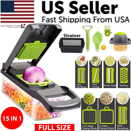 12-in-1 Manual Vegetable Chopper & Slicer