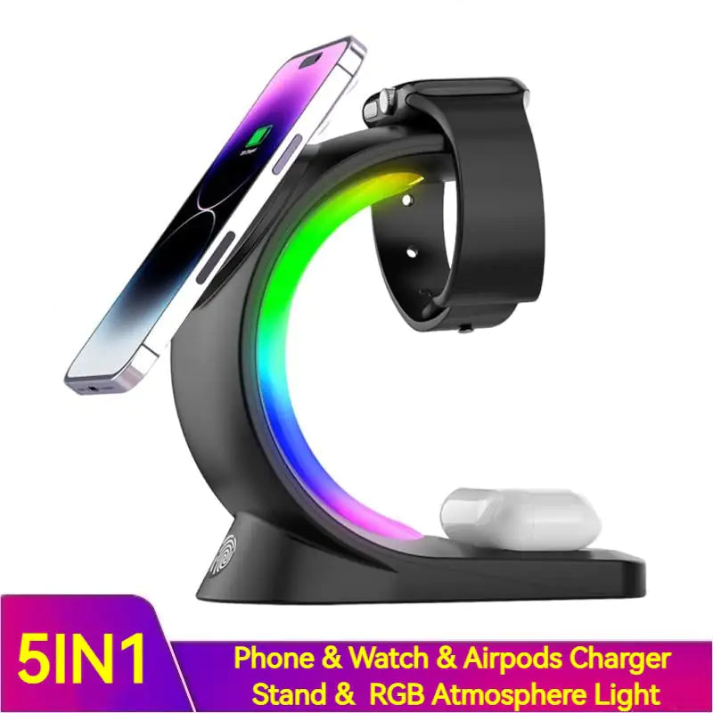 4-in-1 Magnetic Wireless Fast Charger with Atmosphere Light