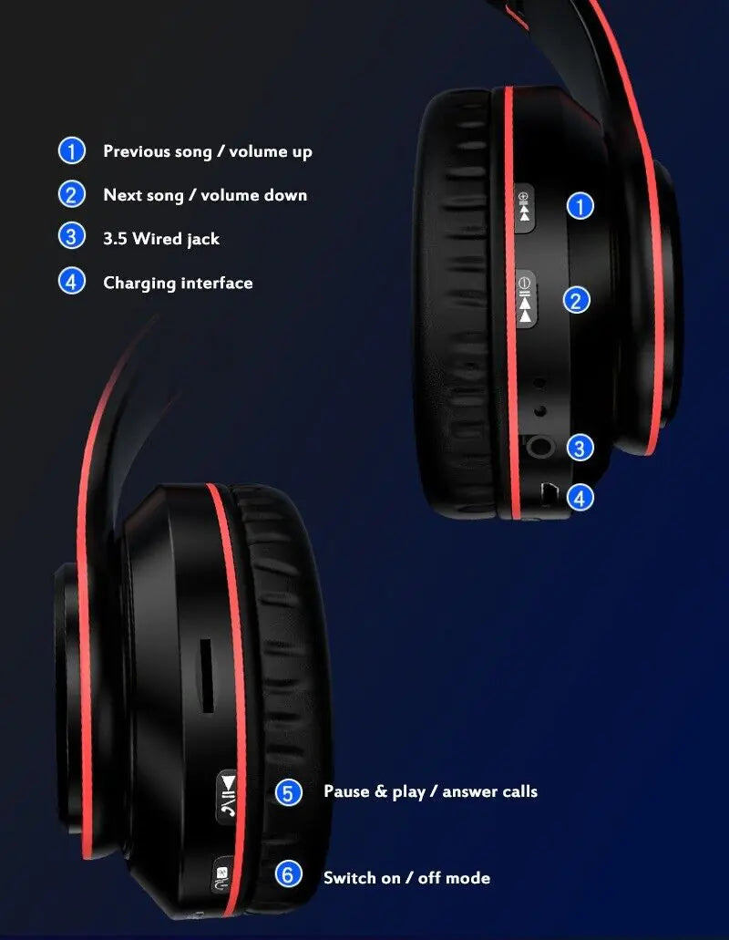 Foldable Wireless Bluetooth Headphones