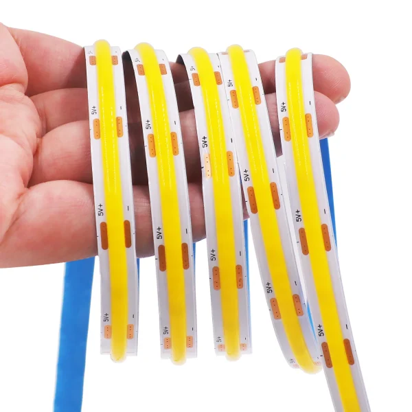 Dimmable COB LED Strip Light 5V USB Flexible LED Tape with ON OFF Switch 320LEDs High Density Linear Lighting with Adhesive Tape