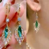 Vintage Green Crystal Butterfly Drop Earrings