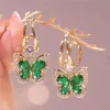Vintage Green Crystal Butterfly Drop Earrings