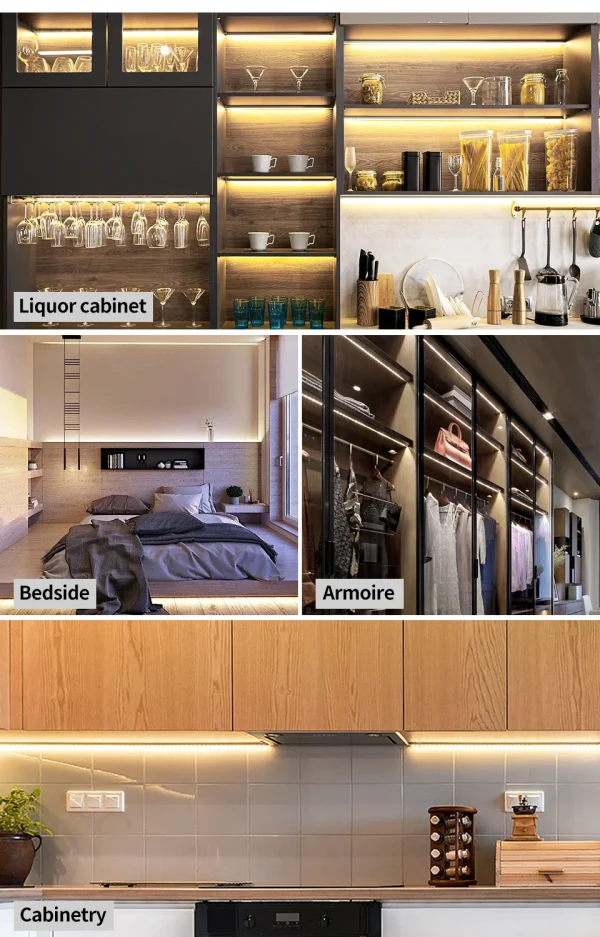 Hand Sweep LED Strip Lights 1M 2M 3M 4M 5M 10M LED Strip with Hand Sweep Motion Sensor Switch for Kitchen Stairs Wardrobe