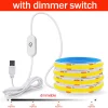 Dimmable COB LED Strip Light 5V USB Flexible LED Tape with ON OFF Switch 320LEDs High Density Linear Lighting with Adhesive Tape